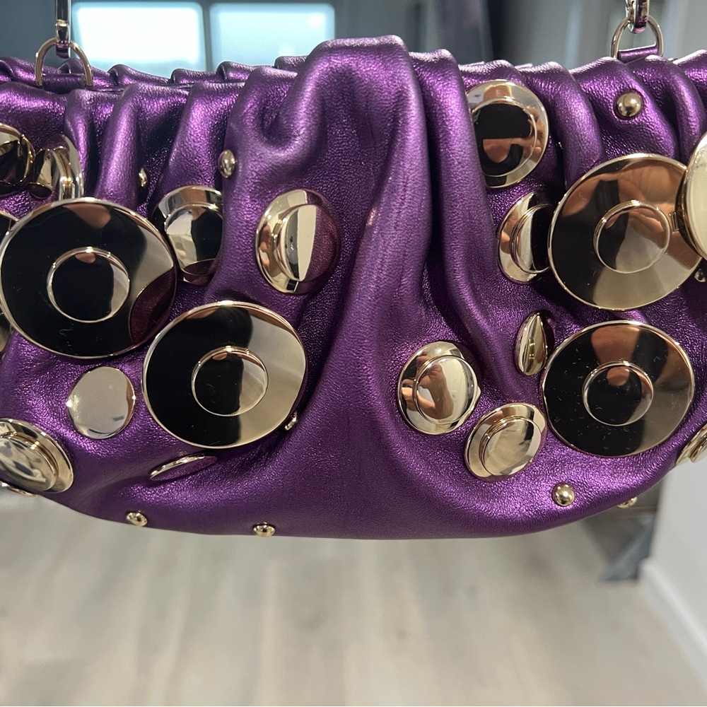 Diane von Furstenberg purple clutch w/attachable straps and dust bag.